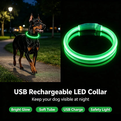 C 1pcs USB Type-C Rechargeable Pet Glowing Collar Dog LED Light Collar Luminous Anti-Lost Dog Collar Dog Necklace Collar