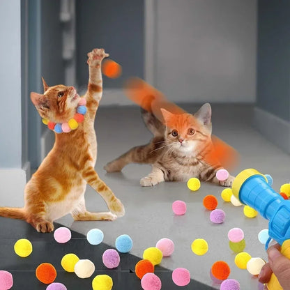 Cat Ball Launcher Toy – Interactive Plush Ball Shooter Set