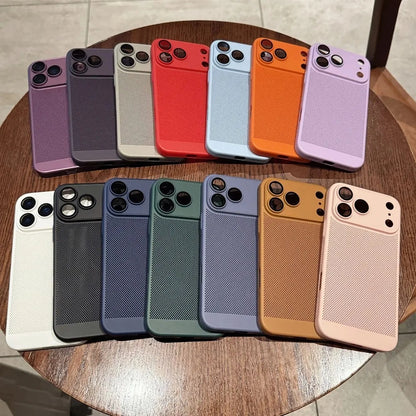 New Honeycomb Heat Dissipation Phone Case For iPhone 16 15 14 13 17 Pro Max Plus Cooling Breathable Solid Color Shockproof Cover