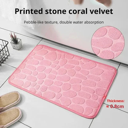 Microfiber Embossed Pebble Bath Mat – Anti-Slip Floor Rug