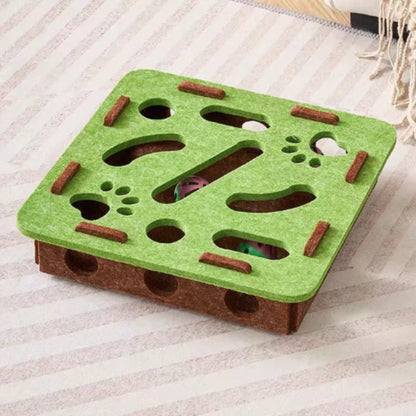 Indoor Cat Puzzle Toy Felt Exercise Box with Ball - Entertainment And Hunting Simulation for Cats Sports And Entertainment