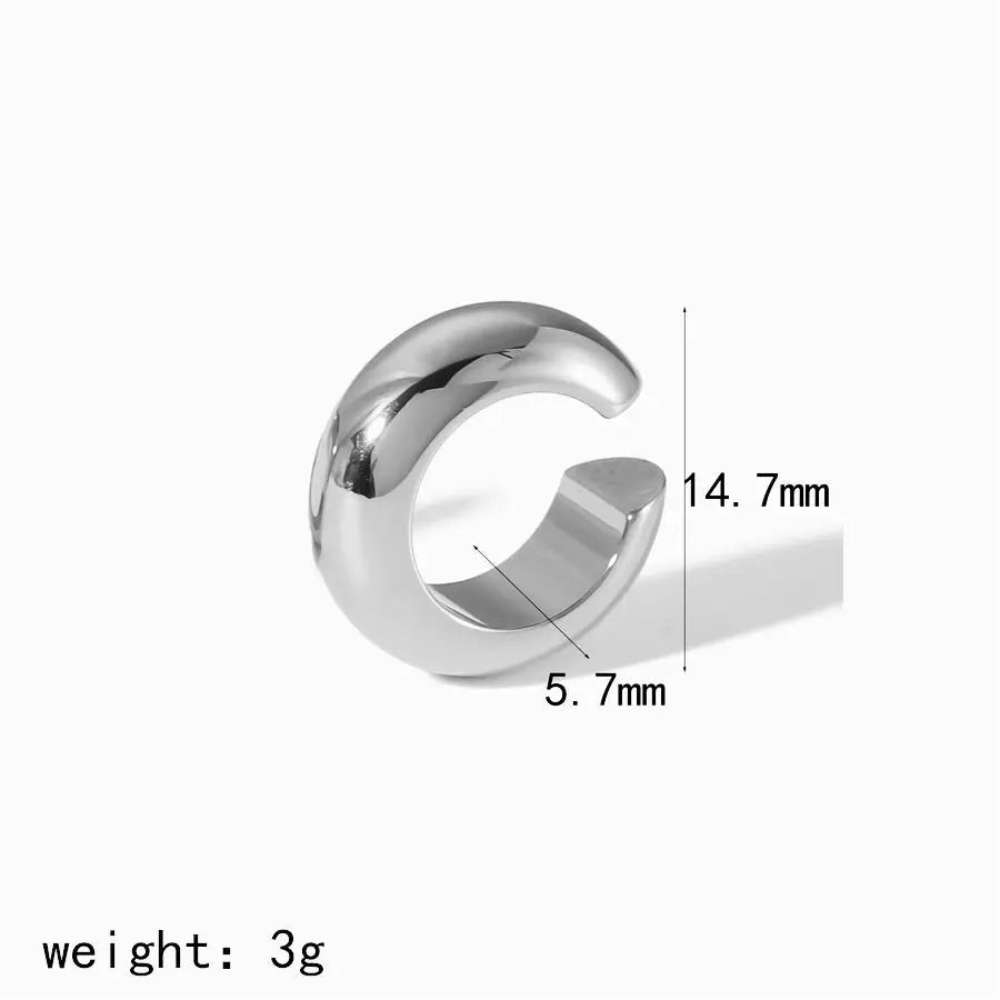 18K Gold Stainless Steel Multilayer Ear Clip – Waterproof Chunky Hoop