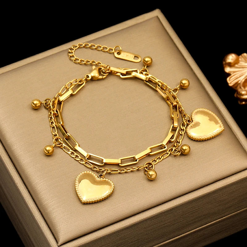 EILIECK 316L Stainless Steel Twisted Bracelet – 18K Gold Plated Wrist Chain, Waterproof Trendy Bangle for Women