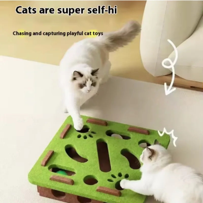 Indoor Cat Puzzle Toy Felt Exercise Box with Ball - Entertainment And Hunting Simulation for Cats Sports And Entertainment
