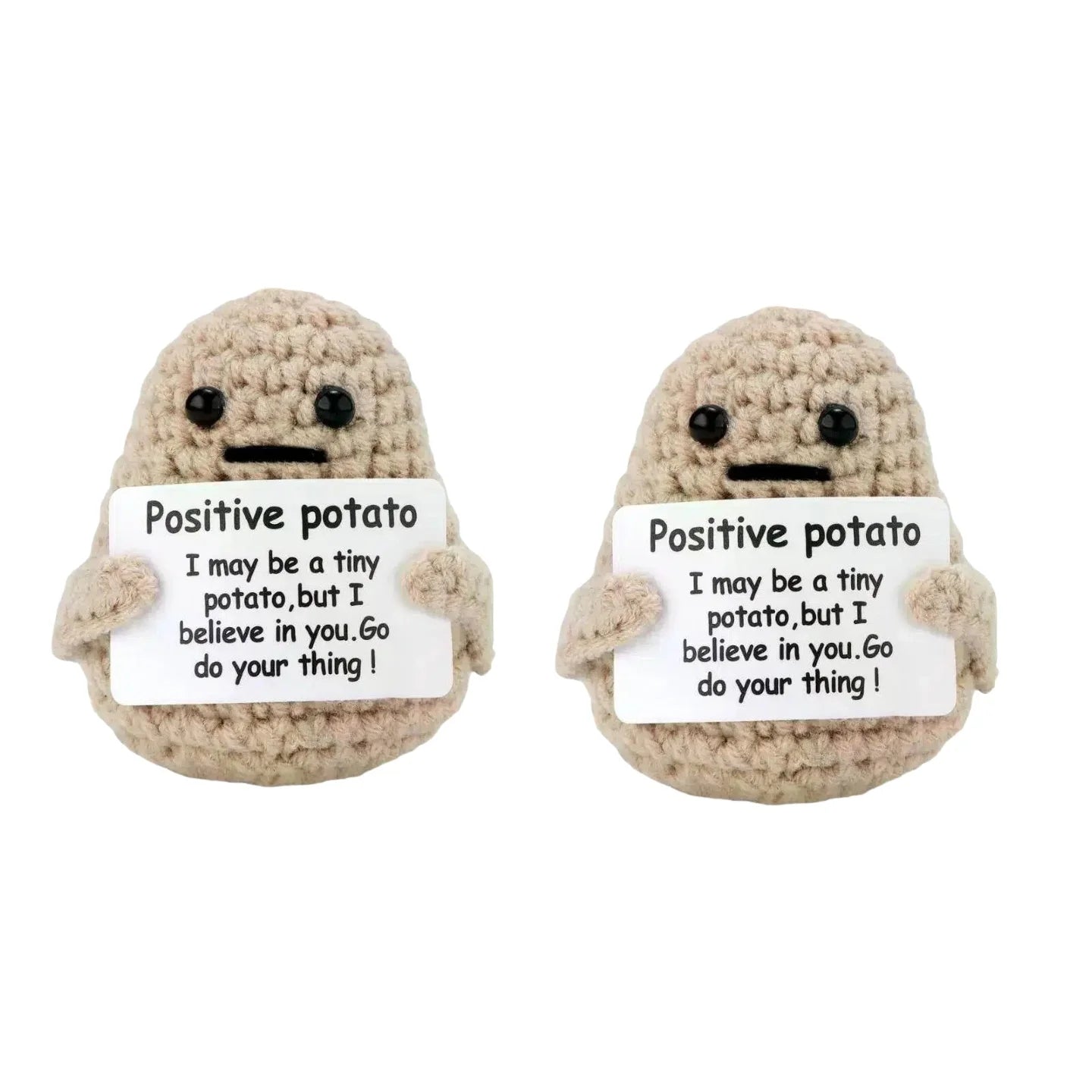 New Positive Energy Potato Hug Pocket Mini Handmade Plush Wool Knitting Doll with Card Funny Christams Gift Home Room Decoration