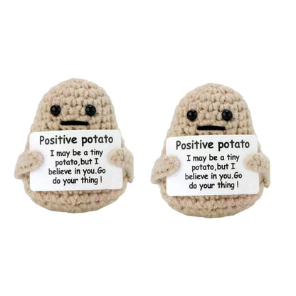 New Positive Energy Potato Hug Pocket Mini Handmade Plush Wool Knitting Doll with Card Funny Christams Gift Home Room Decoration