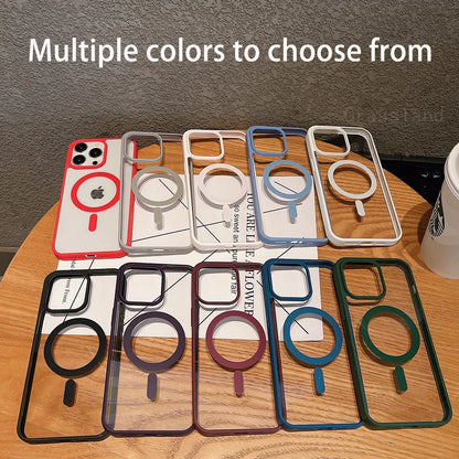 Luxury For Magsafe Transparent Case For iPhone 17 16 15 14 13 12 11 Pro Max Plus Air Magnetic Wireless Charge Cases Clear Cover