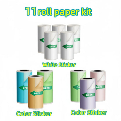 New 10 Roll Sticker Paper for Mini Printer Label Sticker Paper Color Thermal Paper Width for Label Maker Printers Photo Printing
