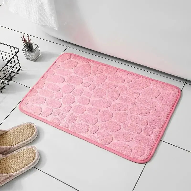 Microfiber Embossed Pebble Bath Mat – Anti-Slip Floor Rug