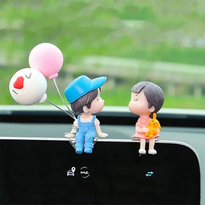 Cute Ornaments Couple Action Figurines Balloons For Car Dashboard Decoration Car Decoration Cute Cartoon Couples Action Ornament