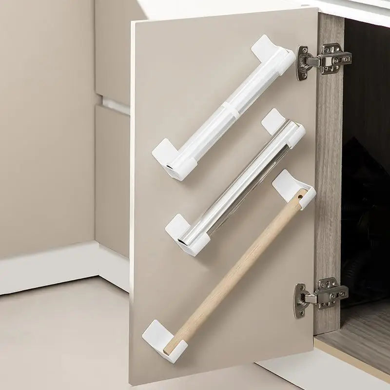 2pcs No-Drill Kitchen Storage Rack Set - Multi-Functional,Fresh Film & Garbage Bag Organizer for Cabinets and Refrigerator Sides