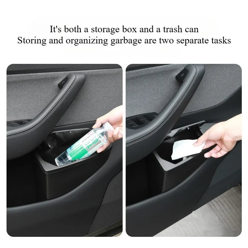 For Tesla Model Y/YL Juniper 2025 Front Door Storage Trash Can Car Door Storage Box Multi Functional Storage Box Car Accessories