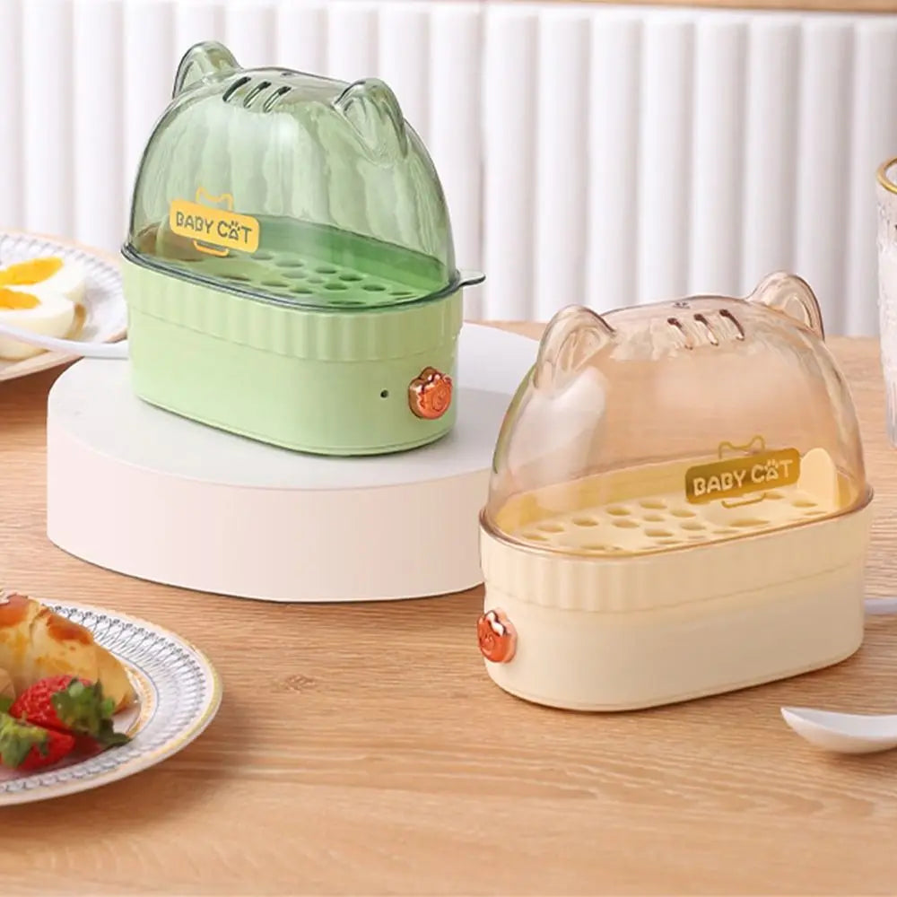 Cute Automatic Power Off Egg Boiler Machine Egg Poacher Food Steamer Egg Cooker Cat Shape Electric Boiled Egg Maker Home Kitchen