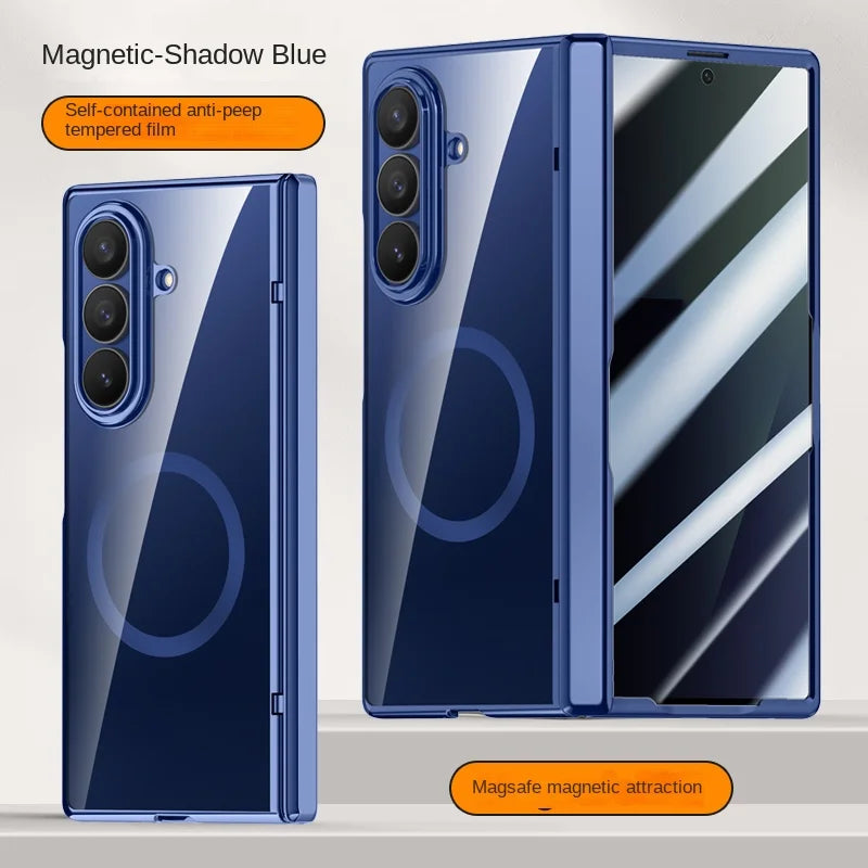 For Samsung Galaxy Z Fold 7 electroplated magnetic case with integrated tempered glass front film anti-fingerprint phone case