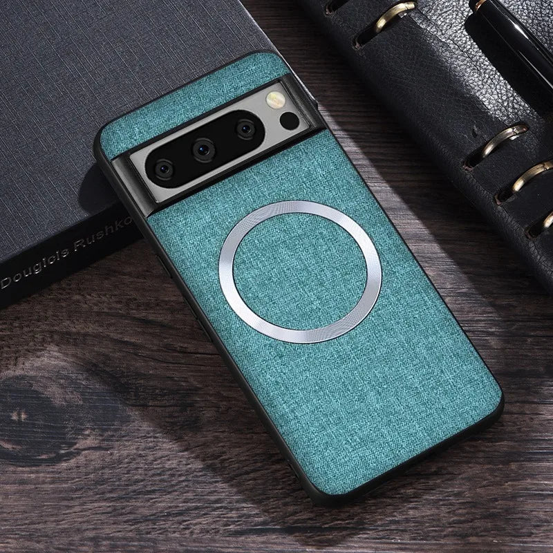for Magsafe Fabric Cloth Case for Google Pixel 9 8 7 6 10 Pro XL 7A 8A 6A Magnetic Wireless Charging Slim Cover for Pixel 9Pro