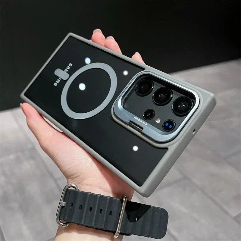 For Magsafe Hidden Holder Clear Case For Samsung Galaxy S26 S25 S24 Ultra Plus S23 FE Shockproof Magnetic Wirelesss Charge Cover