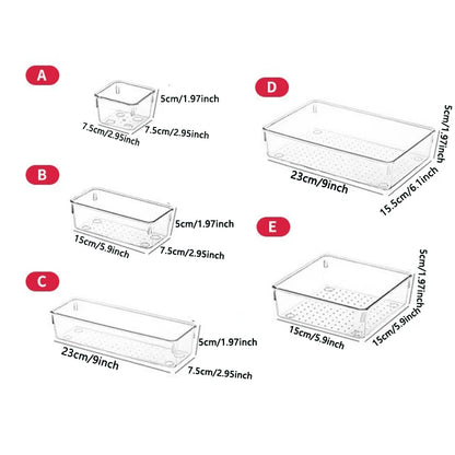 28 PCS Clear Drawer Organizers Set 4-Size Versatile Bathroom and Vanity Drawer Organizer Trays Storage Bins for Bedroom Kitchen