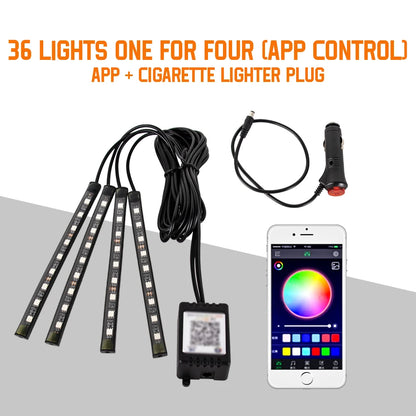 RGB Car Interior Ambient LED Light with Music Sync and App Control