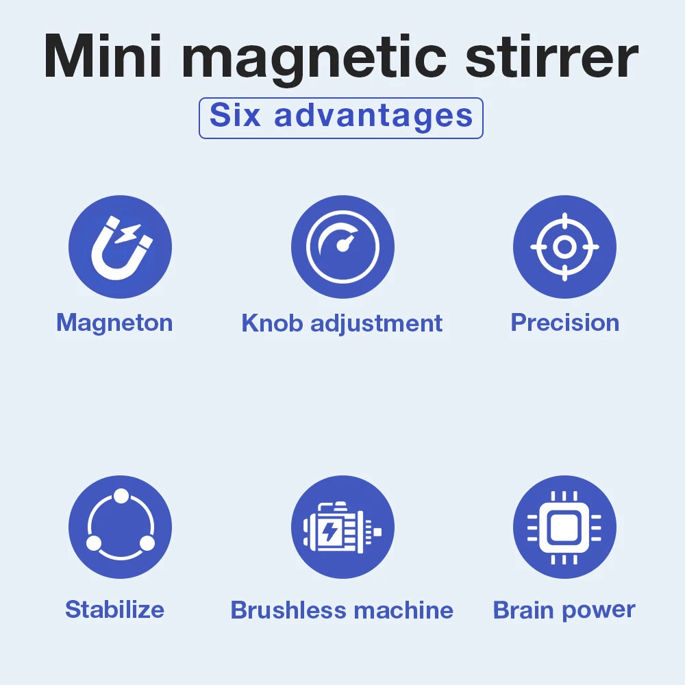 3000rpm Mini Magnetic Stirrer with Stir Bar Liquid Mixer Brushless DC Motor Magnetic Mixer Laboratory Supplies