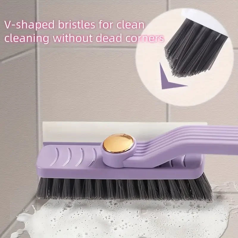 4 in 1 360° Rotating Hard Bristle Scrubber Multi-Purpose Tile Cleaning Brush with Clip Scraper for Bathroom Kitchen Floors