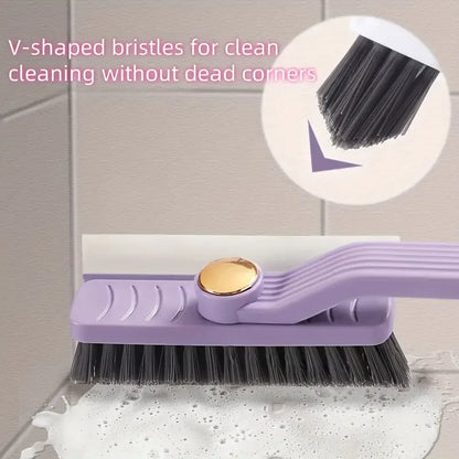 4 in 1 360° Rotating Hard Bristle Scrubber Multi-Purpose Tile Cleaning Brush with Clip Scraper for Bathroom Kitchen Floors