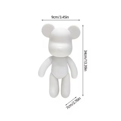 New DIY Paint Fluid Animal Bear Rabbit Lucky Dragon White Hand Painted Home Decoration Doll Toy Statue Deposit Can Handmade Gift