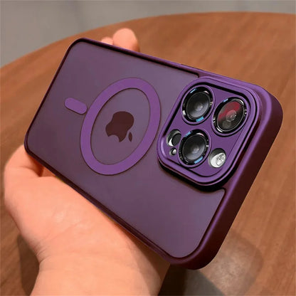 Matte Translucent Lens Protection MagSafe iPhone Case – Full Coverage for iPhone 11–16 Series