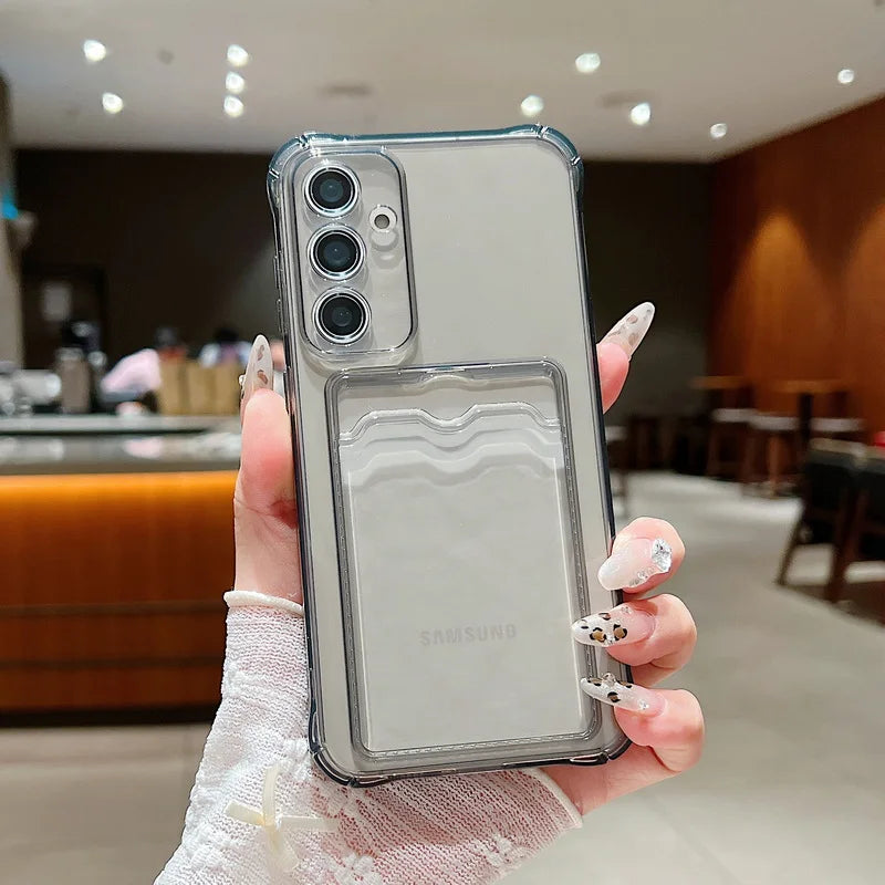Case For Samsung Galaxy S25 Edge S26 S22 S23 S24 Ultra S24 S25 FE A57 A37 A17 A56 A55 A54 A15 A36 A26 Card Bag Clear Phone Cover