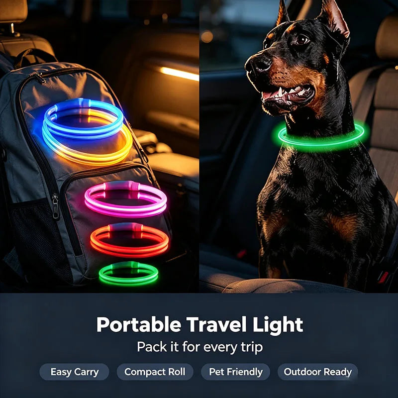 C 1pcs USB Type-C Rechargeable Pet Glowing Collar Dog LED Light Collar Luminous Anti-Lost Dog Collar Dog Necklace Collar