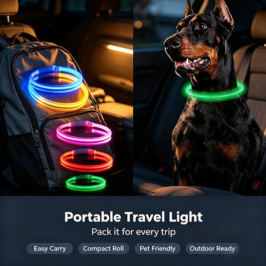C 1pcs USB Type-C Rechargeable Pet Glowing Collar Dog LED Light Collar Luminous Anti-Lost Dog Collar Dog Necklace Collar