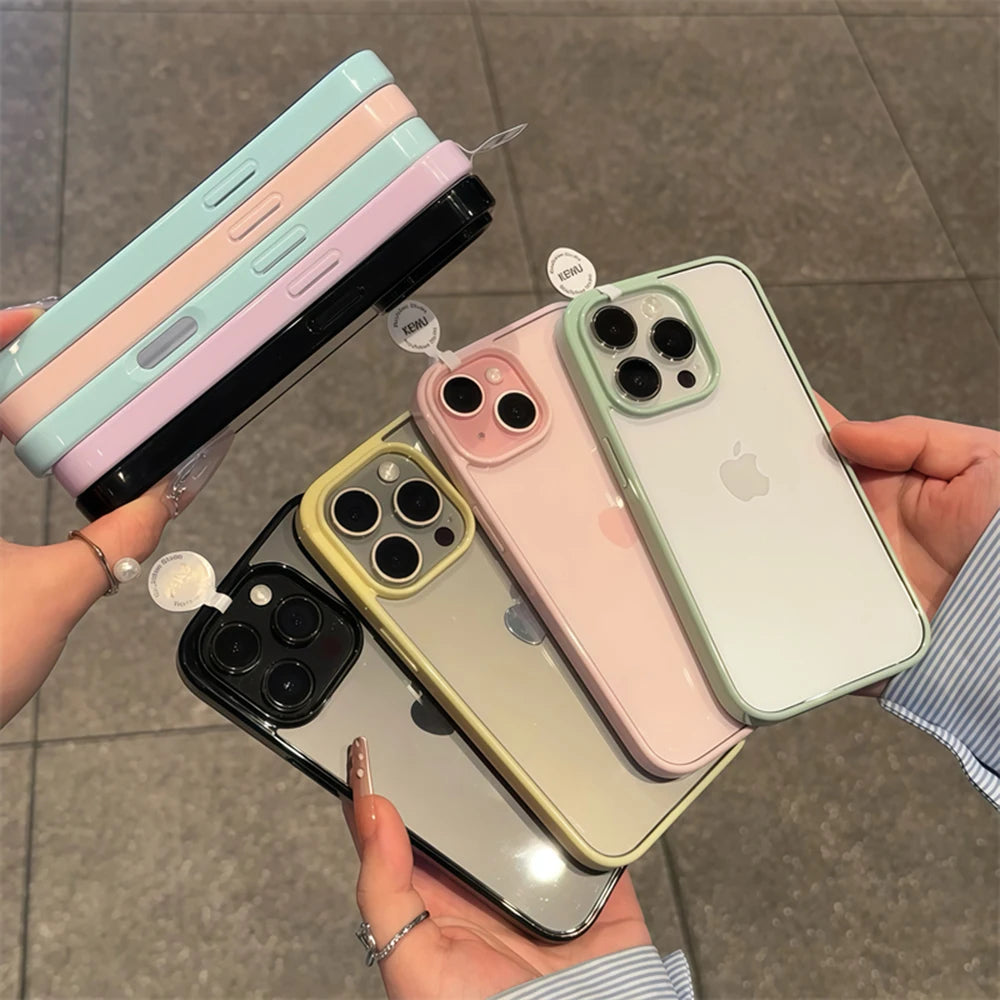 Luxury Clear Candy Color Case  For iPhone 17 Air 16 15 14 13 12 Pro Max Plus Clear Acrylic Bumper Protection Cases Cover