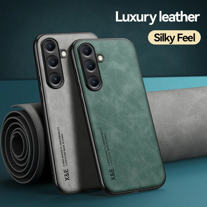 Luxury Leather Ultra Thin Phone Case For Samsung Galaxy S26 S25 S24 S23 S22 S21 Ultra Plus Silky Feel Soft Cover For Car Holder