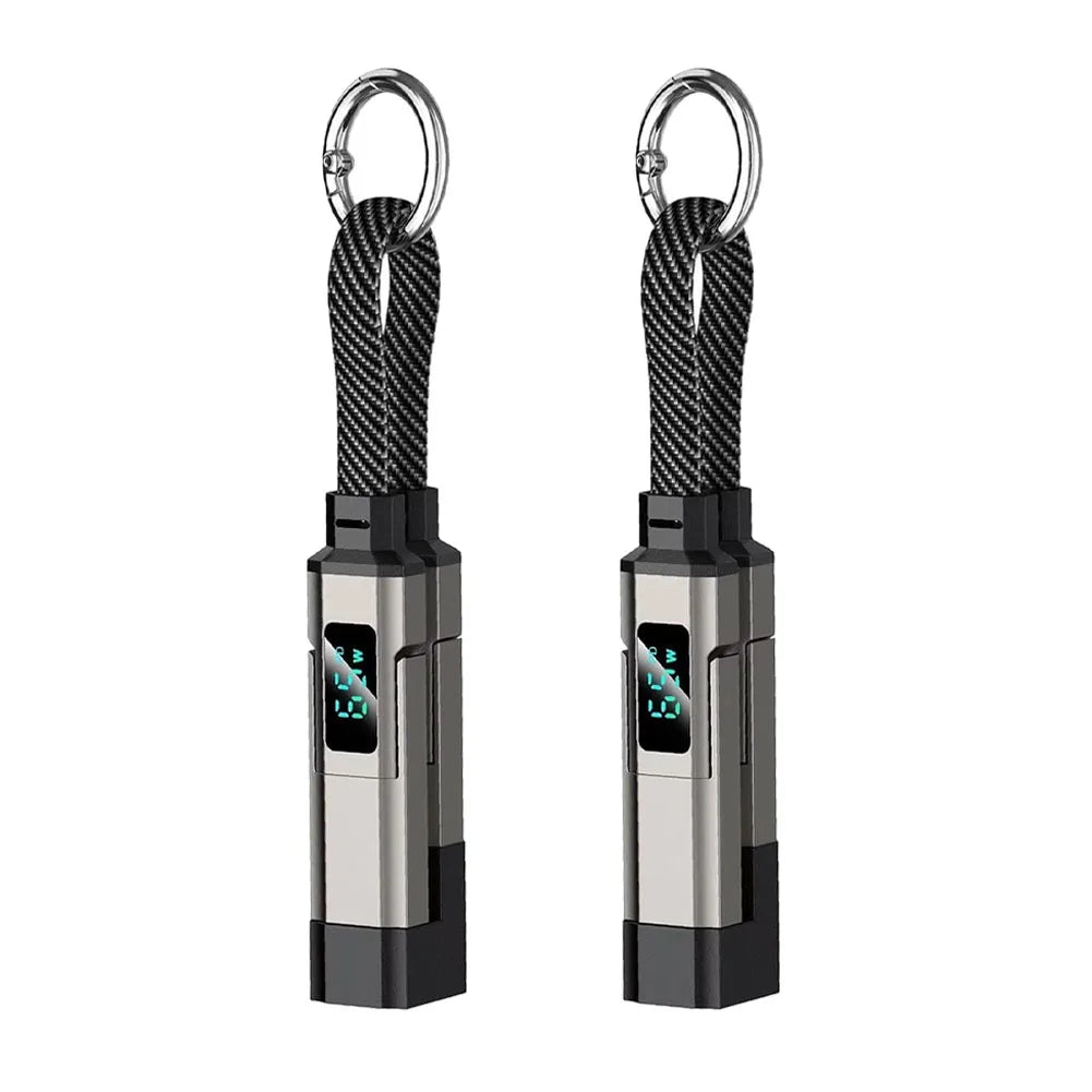 4-in-1 Keychain USB C Cable with V/A/W Display, 65W Fast Charging with LED  Charger Cord for iPhone 16/15, iPad,MacBook, Samsung