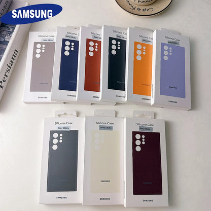 Original Liquid Silicone Solid Color Phone Case For Samsung Galaxy S26 S25 S24 S23 S22 Ultra S24 Plus FE Case With Official Box