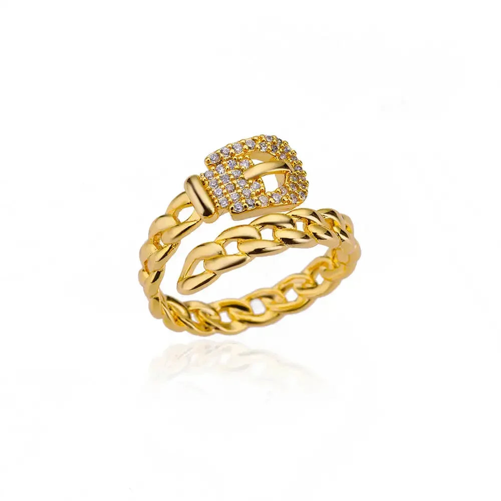 Stainless Steel Heart Ring for Women – 18K Gold Plated, Zircon Inlay, Vintage Waterproof Wedding Jewelry Gift