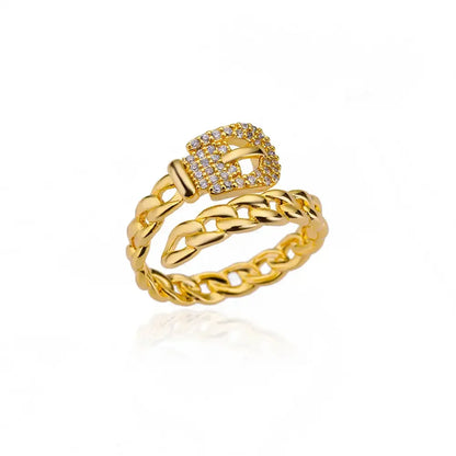 Stainless Steel Heart Ring for Women – 18K Gold Plated, Zircon Inlay, Vintage Waterproof Wedding Jewelry Gift