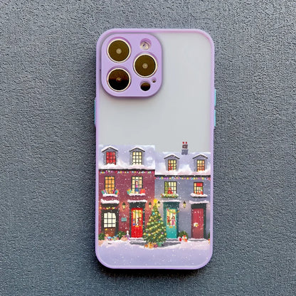 Rural Building Snow Scenery Phone Case For iPhone 16 15 Pro Max Plus 14 13 Pro Max 12 Mini 11 XS X XR 7 8 Plus Shockproof Covers