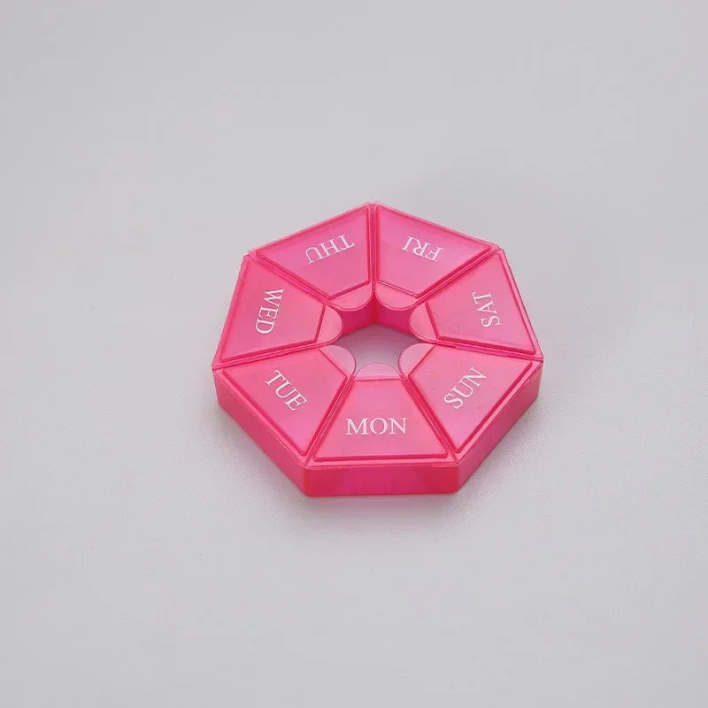 1/2/3Pcs A Week 7 Corners Pill Box Round 7 Boxes For One Week Small Pill Box Mini 7 Days Portable Points Medicine Jewelry Box