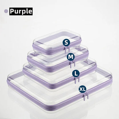 1pc Home Organize Box Transparent Cosmetics Storage Bag Baby Toy Organize Box Waterproof Plastic Zippered Pouch Travel Case Bag