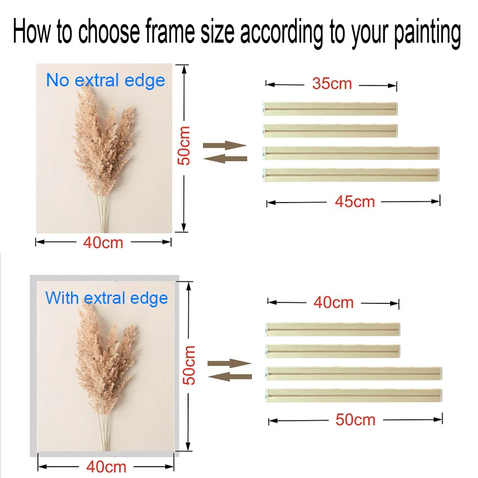 Various Sizes Canvas Frame Wooden Frames Natural Wooden Photo Oil Painting Canvas Diamond Painting Frames Canvas Wood Wall Frame