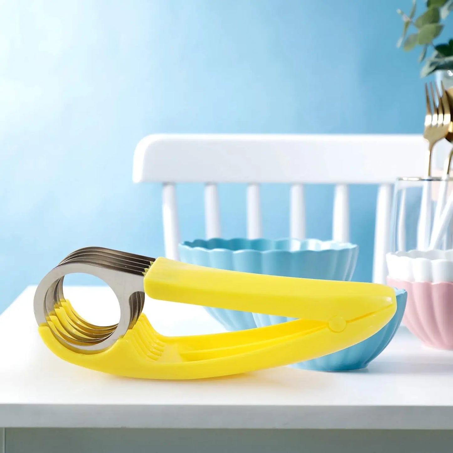 Banana Slicer, ABS + 304 Stainless Steel Fruit Salad Peeler Cutter Kitchen Tools For Banana, Hotdog, Strawberry, Cucumber