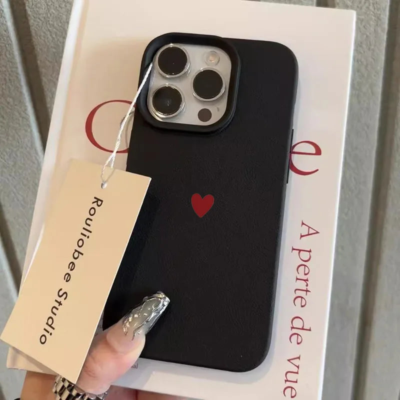 Simple Red Love Heart Soft TPU Phone Case For iPhone 17 Air 16 14 13 12 11 Pro Max 7 8 Plus Cover For iPhone 16E 15 Pro Cases