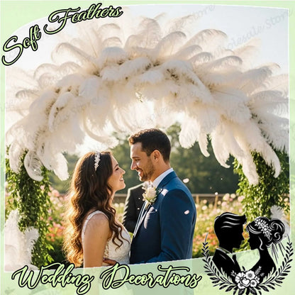 100-300PCS White Ostrich Feathers Bulk Natural Ostrich Feathers for Wedding Party Decorations Table Decorations DIY Crafts