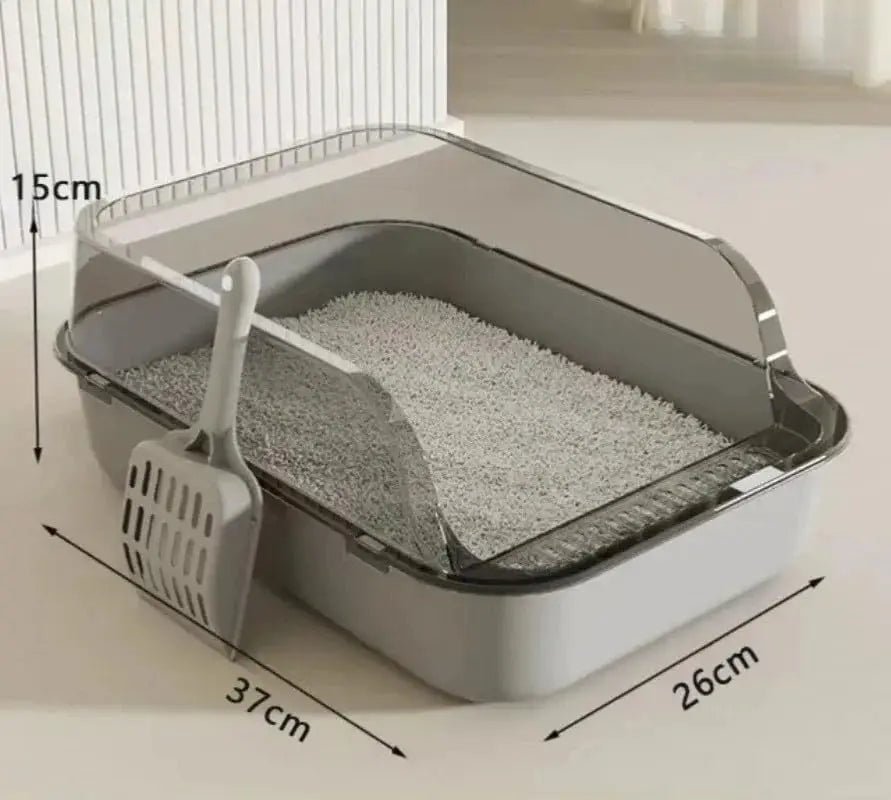 P Semi-Enclosed Cat Litter Box Splashproof Kitten Toilet Tray Pet Cleaning Basin with High Sides for Indoor Use