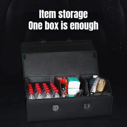 Car Trunk Organizer Organizers And Storage Suv Faux Leather Foldable Trunk Multi-Compartment Adjustable Auto Grocery Storage Box