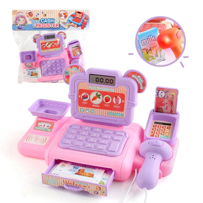 Simulation Shopping Cash House Toys Electronic Game Lighting And Sound Effects Supermarket Cashier Toys