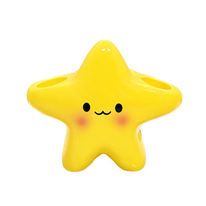 Cute Star-Shaped Toothbrush Holder  Freestanding Bathroom Organizer with Cute Face Design, Space-Saving Toothbrush & Toothpaste