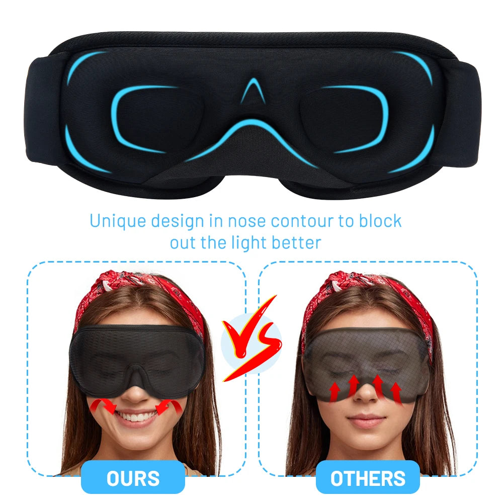 3D Contoured Sleep Mask – Light Blocking Travel Eye Mask