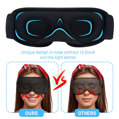 3D Contoured Sleep Mask – Light Blocking Travel Eye Mask
