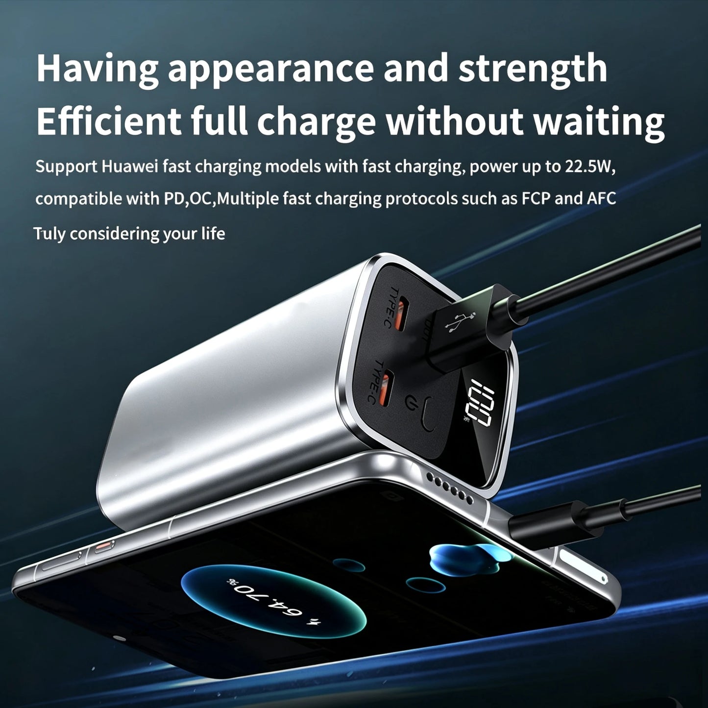 22.5W PD QC Fast Charge Aluminum DIY Power Bank Case Digital LED Display 4x21700 Battery Portable Charger DIY Module No Battery